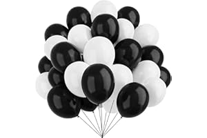 YMSZ Black and White Balloons, 67pcs 12 Inch White Black Thickened Latex Balloons for Birthday, Anniversary, Wedding, Graduation Party Decoration…