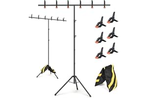 Forlogic T-Shape Backdrop Stand 8x5.3FT(HxW) Adjustable Background Stand Kit Sturdy Photo Green Screen Holder with 6 Spring Clamps & Carry Bag for Party, Photography, Video