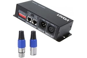 Lixada DC 12V-24V 3 Channel DMX Decorder LED Controller for RGB 5050 3528 LED Strip Light