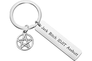 FEELMEM Funny Gift Jerk Bitch Idjit Assbutt Keychain Coworker Gift Inspired Jewelry TV Series Fan Gift (Jerk)