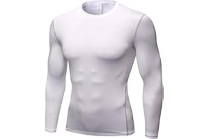 LEICHR Men's Athletic Compression Shirts Long Sleeve Qucik Dry Sports Crewneck Workout Running Tops Baselayer Gym Undershirt