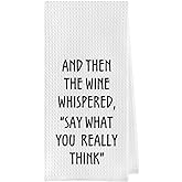 Geqtt Wine Lovers Dish Towel - Funny Wine Gifts Decorative Waffle Weave Kitchen Towels, Tea Towel, Hand Towel, Housewarming Gift (16×24 Inches)