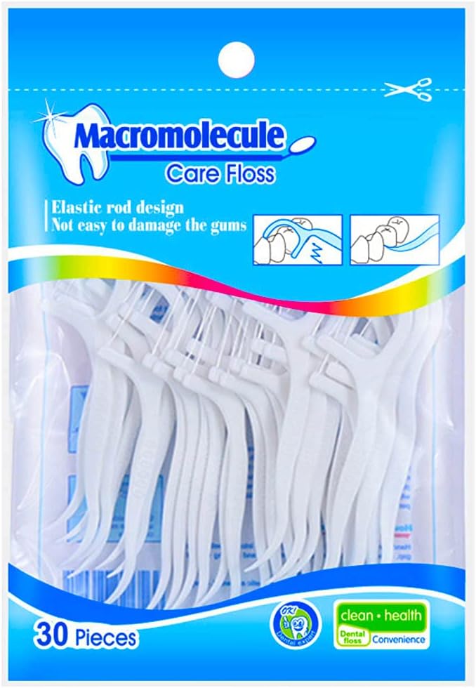 HouChanges Floss Sticks Dental Floss Picks 2 in 1 Cardamom 30Pcs