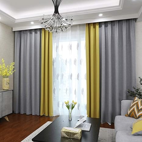 Amazon カーテンシンプルモダンモダンカーテン遮光カーテン寝室用リビングルームカラーマッチングリネンカーテン Color C Size Width 250 Height 270cm Curtain カーテン オンライン通販