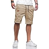 JMIERR Mens Casual Shorts - Cotton Drawstring Summer Beach Stretch Twill Chino Golf Shorts