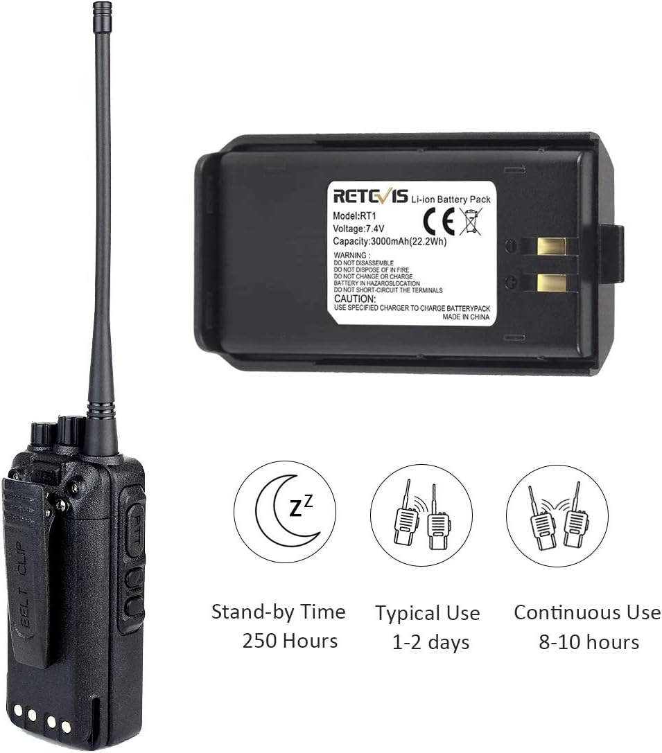 Retevis RT1 Walkie Talkies for Adults,Long Range Rechargeable Two Way Radios,High Power,Rugged,3000mAh Battery,Emergency 2 Way Radios with Earpiece