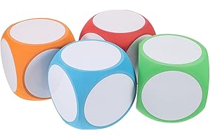 SUPVOX 4Pcs Erasable Blank Foam Dice for DIY Games and Classroom Use Writable and Reusable Cubes for Party