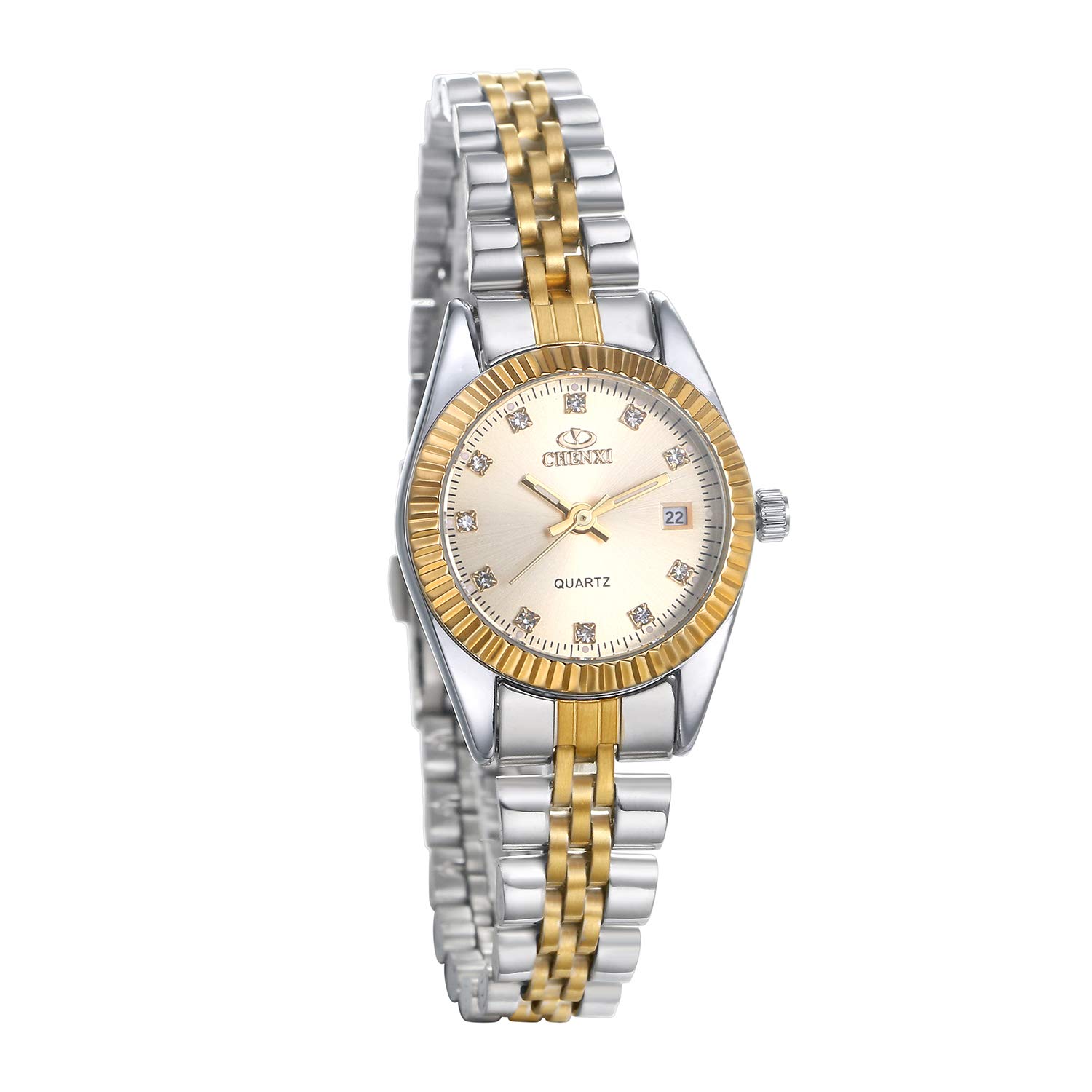 JewelryWe His and Her Matching Couple Watches Gold-Silver Tone Quartz Calendar Watch,Women's Gold — image 1