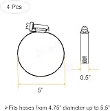EesTeck 5 Inch Adjustable Hose Clips 304 Stainless Steel 118-140mm (4 Pcs) view 4