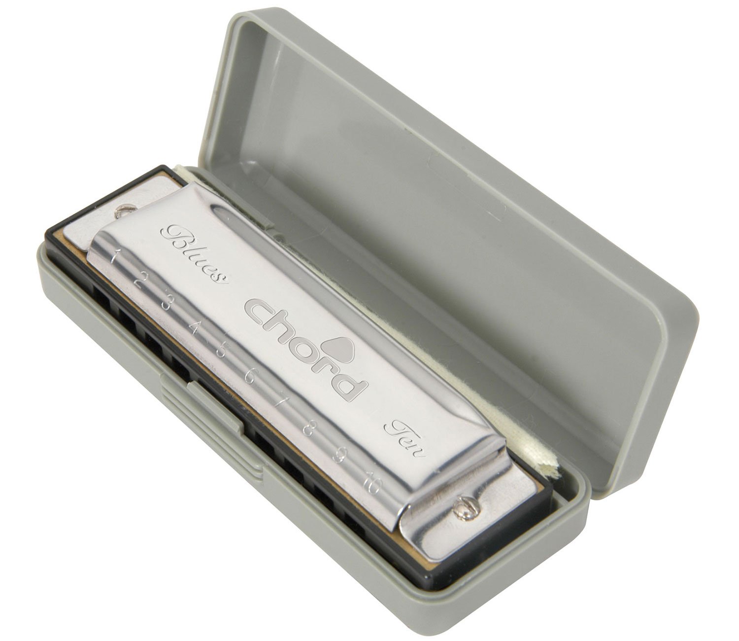 Chord | 10 Hole Harmonica With Case & Cleaning Cloth | Key D# (Eb)