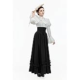 daizbella Victorian Dress for Women 2-Piece Victorian Blouse Skirt Set 1800s Edwardian Dress Medieval Costume