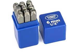 QWORK Metal Number Stamp Set, 1/4" 6mm, DIY Tool for Brass, Aluminum, Plastic, Wood, Leather - Digits 0 to 9, Punch Set for C