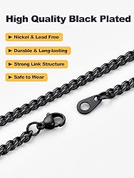 U7 Rapper Necklace Black Stainless Steel 6mm Cuban