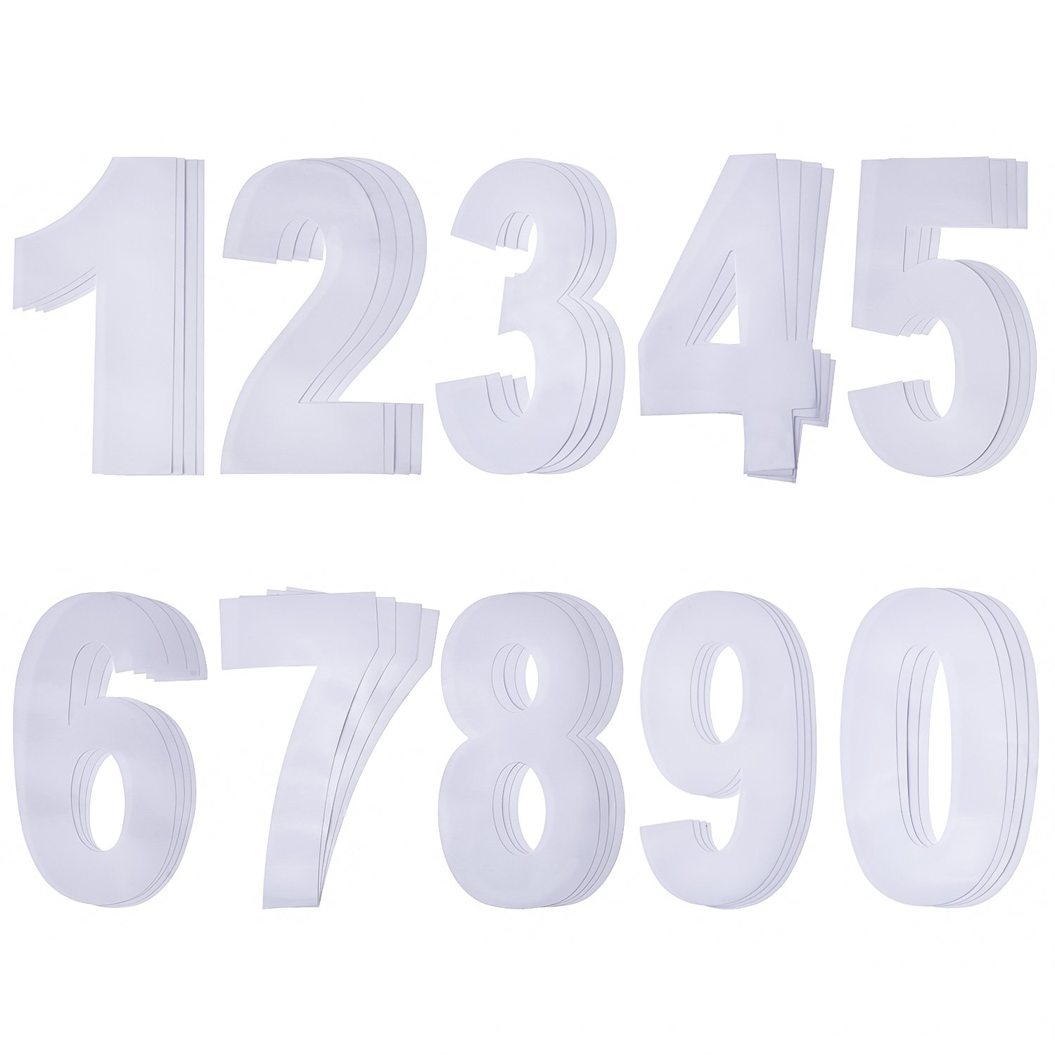 Pangda 40 Pcs Large Self Adhesive Wheelie Bin Number Sticker 6.9 x 3.7 Inch White Numbers 0 to 9