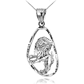 14K White Gold Leo Zodiac Sign DC Necklace