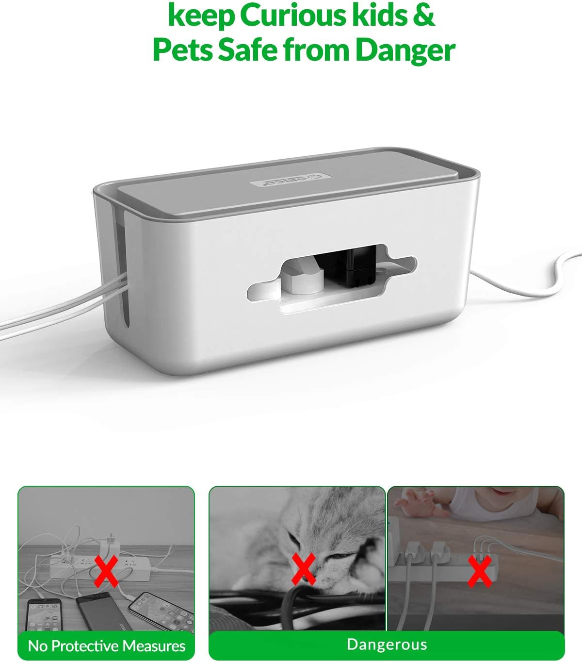 ORICO Cable Management Box Storage Case Cable Organizer (16.9 x 7.1 x 6.3 inches) to Protect Power Strip, Charger, USB Hub, Cable and Other Electric Devices- Extral Large: Electronics