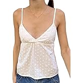 Women Y2k Lace Trim Cami Top Spaghetti Strap V Neck Peplum Camisole Summer Cute Fairy Aesthetic Babydoll Tank Tops