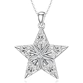 LWXIE Diamond Star Pendant Necklace for Women 925 Sterling Silver Lab Grown Diamonds Jewelry Gifts 0.2 cttw D Color VVS Clarity