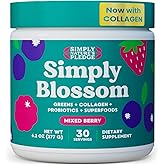 Simply Blossom Nutrition - Daily Greens & Superfood Powder + Collagen + Probiotics for Women's Digestive Health & Bloating Relief. Help Your Health Bloom - 30 Day Supply
