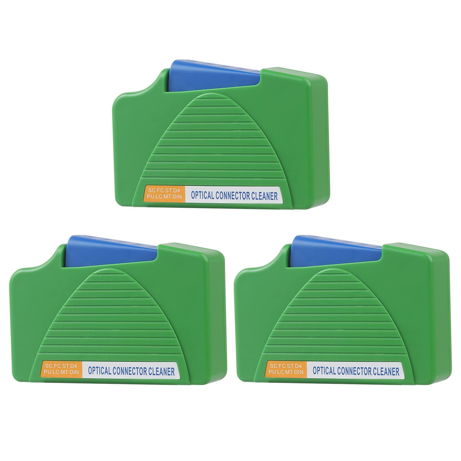 MSDADA 3 Pcs Fiber Connector Cleaner Box, LC/SC Fiber Cleaner, Anti-Static Connector Cleaning Cassette for LC/SC/ST/MU cable ends with 500+ uses(Blue)