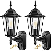 Lamomo 2 Pack Motion Sensor Outdoor Lights, Upgrade Dusk to Dawn Exterior Light Fixture Wall Mounted, 100% Anti-Rust Aluminum