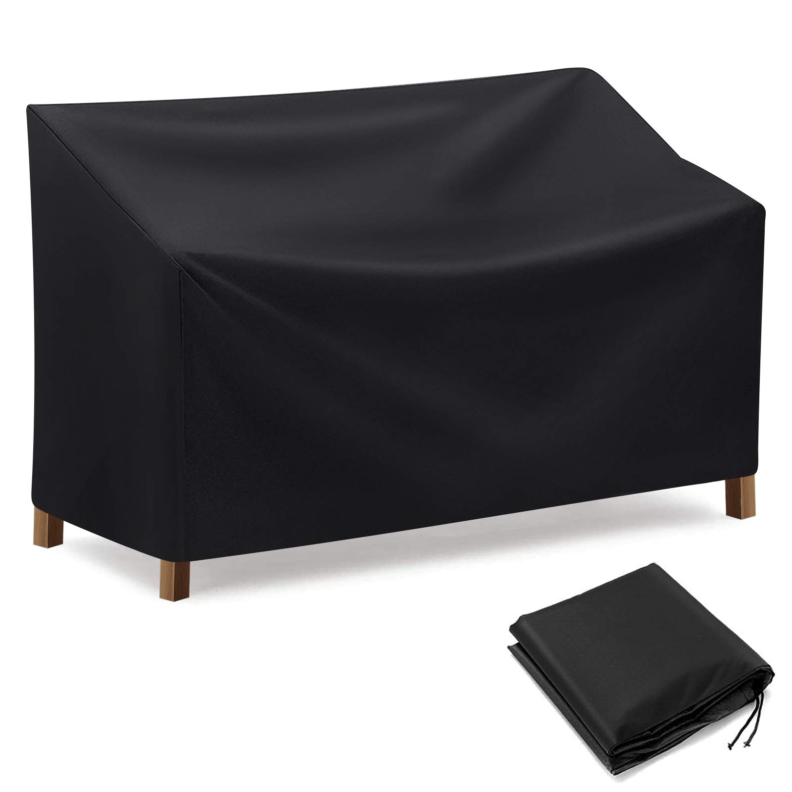 OTHWAY Garden Bench Cover, Waterproof Outdoor Long Chair Cover, 210D Oxford Fabric Home Furniture And Sofa Cover with Drawstring Cord and Storage Bag, Patio Furniture Cover (3 Seater)