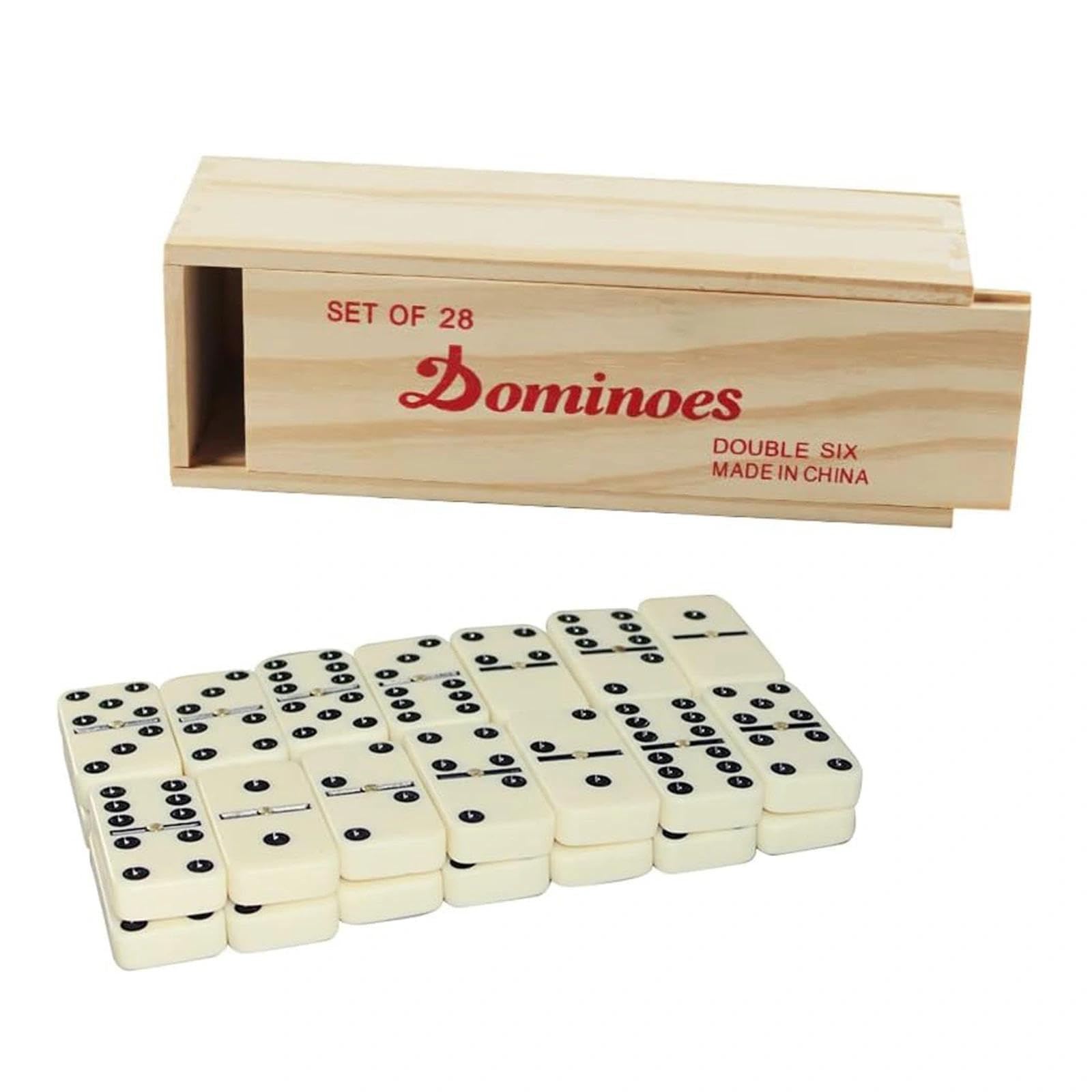Rosemary Domino Wooden Box Set Double 6 Dominoes Set of 28 Dominoes Game Complete D6 Domino Traditional Games