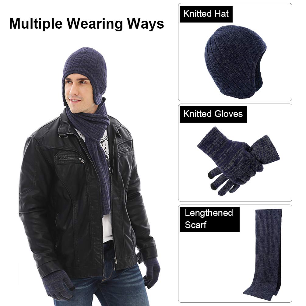 VBIGER Women Men Winter Hat Scarf Gloves Knitted Set,3 Pieces