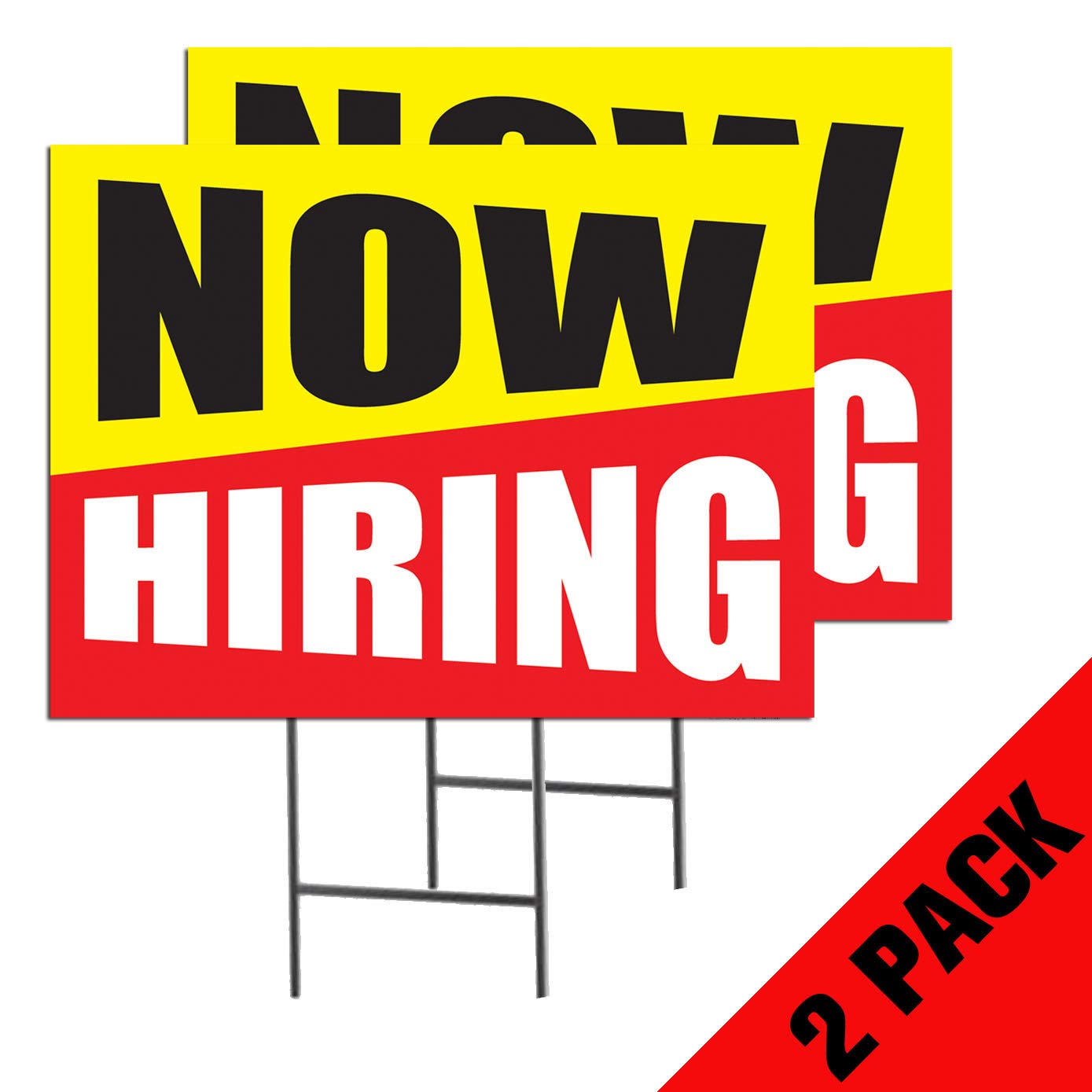 Now Hiring 2Pack Double Sided Outdoor Yard Signs with