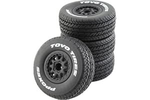 Lifehead 1/10 RC Short Course Truck Tires for All Terrain，Suitable for TRAXXAS Slash4X4 HuanQi 727 ARRMA SENTON 3S Losi Ford Raptor Baja Rey/ 113mm OD High-Performance Short-haul Truck Tires（Black）