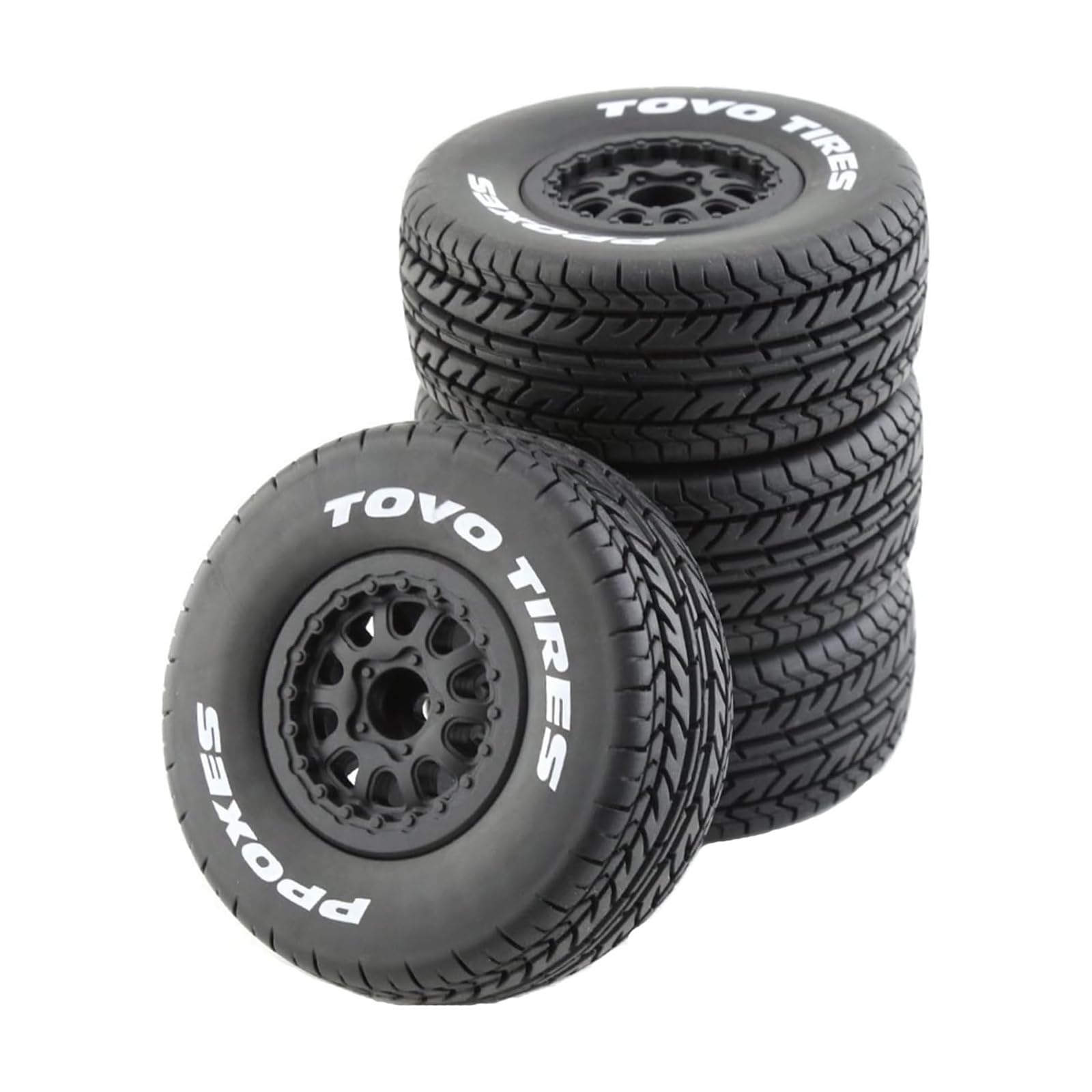 Photo 1 of Lifehead 1/10 RC Short Course Truck Tires for All Terrain?Suitable for TRAXXAS Slash4X4 HuanQi 727 ARRMA SENTON 3S Losi Ford Raptor Baja Rey/ 113mm OD High-Performance Short-haul Truck Tires?Black?