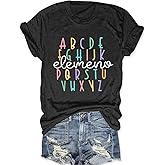 Teacher Shirts for Women ABCs Alphabet Teaching T Shirt Cute Kindergarten Teachers Gifts Graphic Tee Tops