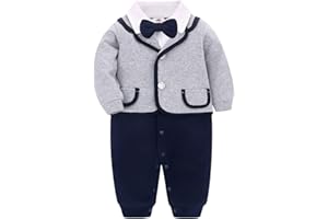 SLODEN Baby Boys Suit Newborn Gentleman Formal Tuxedo Blazers Wedding Baptism Birthday Outfit (Grey, 12M)