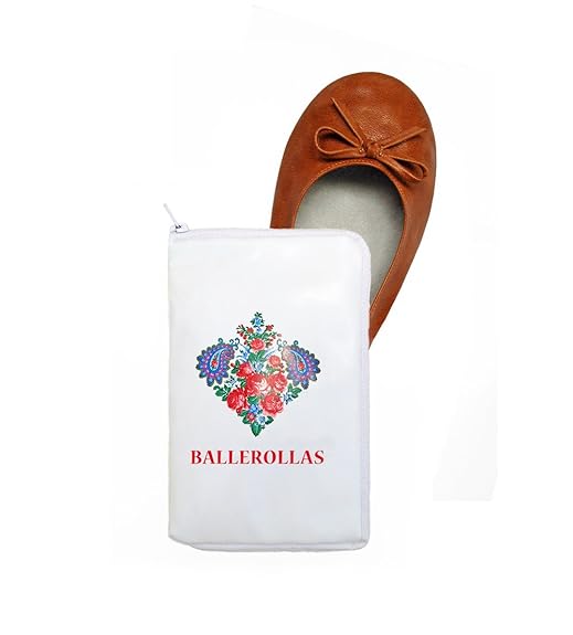 BALLEROLLAS Faltbare Ballerinas in braun - Afterparty Schuhe - Wechselschuhe - Innensohle 100% Leder - Obermaterial Kunstlede
