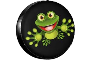 OCIOVAN Cute Happy Frog with Big Eyes Spare Tire Cover Universal Waterproof Tire Wheel Covers Dust-Proof Wheel Tire Protector Tyre Covers for Trailer RV SUV Truck Off-Road Vehicle Motorhome Travel 15 Inch