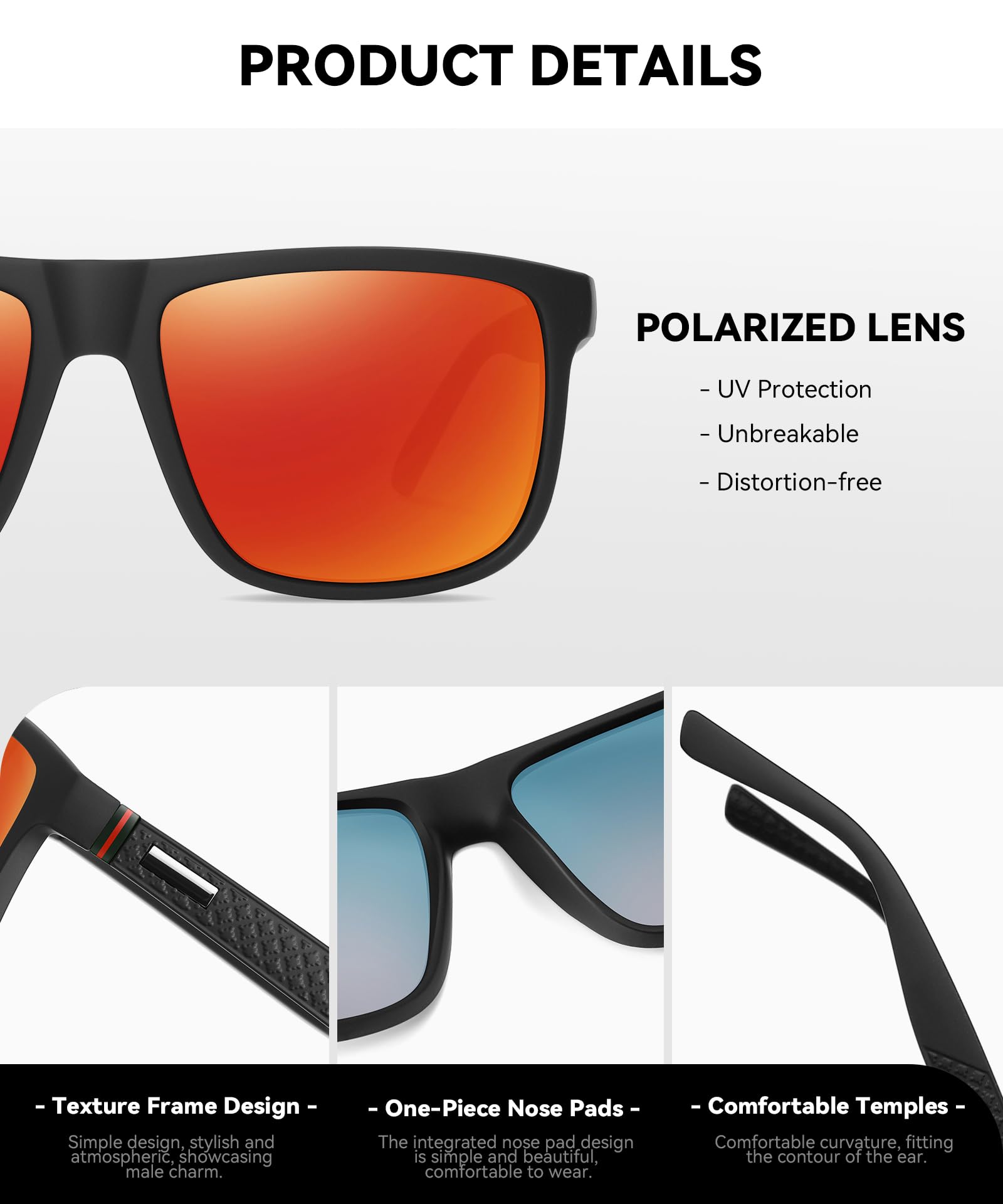 Perfectmiaoxuan Polarisierte Sonnenbrille Herren/Damen ; Vintage/Klassisch/Elegant Brillengestell; HD-Pilotobjektive; Golf/Fahren/Angeln/Reisebrille/Outdoor-Sportarten Mode Sonnenbrille 4