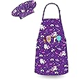 DEABOLAR Kids Chef Hat and Apron, Adjustable Kids Aprons with Pocket Girls Boys Kitchen Toddler Aprons for Cooking Baking