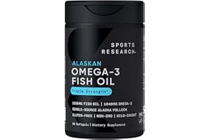Sports Research® Omega-3 Fish Oil 1250 - Triple Strength Fish Oil Supplement from Wild Alaska Pollock - MSC Certified Sustainable · Non-GMO · Soy Free - 90 Softgel Capsules