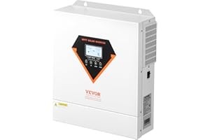 VEVOR Hybrid Solar Inverter, 3500W, All in One Pure Sine Wave Power Inverter Charger, 24V DC to 220/230V AC, with Built-in 100A MPPT Solar Controller, for Off-Grid System Lead Acid Lithium Battery