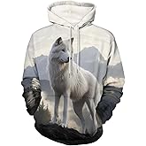 AviviRuth Men 3D Wolf Print Pullover Hoodies Teen Cool Animal Graphic Pullover Hooded Sweatshirt