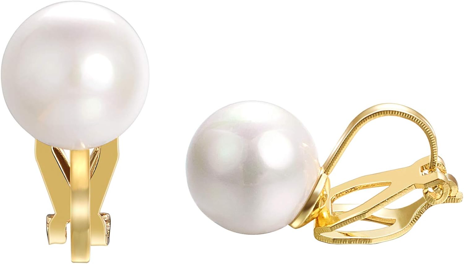 Yoursfs Ohrclips Damen Gold 10mm Perlen Ohne Ohrlöcher Nicht Durchbohrte Hochzeit Ohrringe für