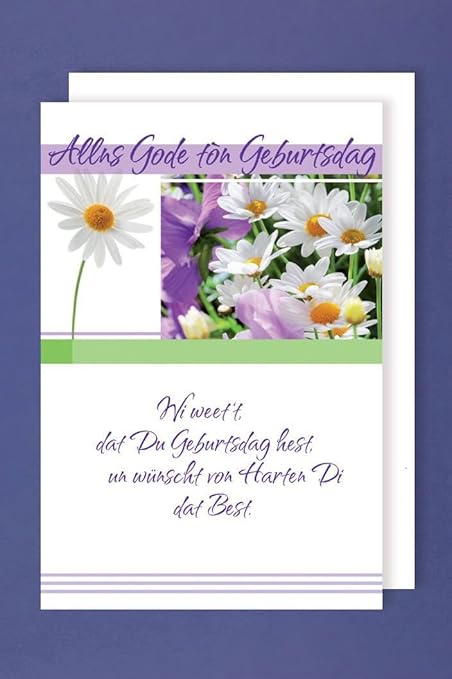 Platt Allemand Carte De Vœux D Anniversaire Allns Gode To N Anniversaire Dag Marguerites 11 X 17 Amazon Fr Cuisine Maison