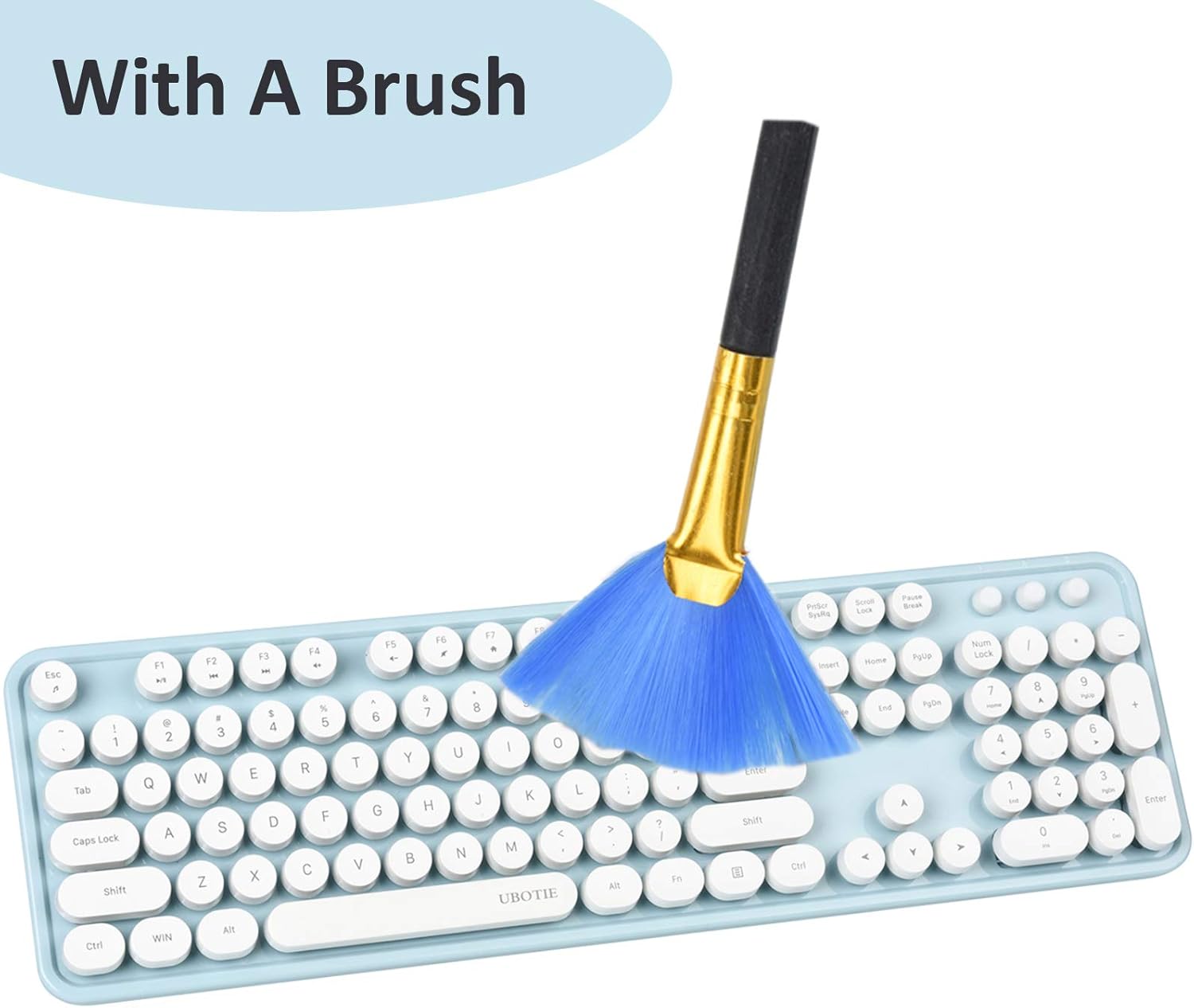 UBOTIE Colorful Computer Wireless Keyboard Mouse Combos, Typewriter Flexible Keys Office Full-Sized Keyboard, 2.4GHz Dropout-Free Connection and Optical Mouse (Blue-White): Computers & Accessories