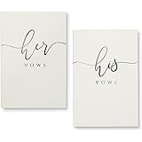 UNITED ESELL Ivory Wedding Vow Books His and Hers – Black Foil Bride and Wedding Notebook with 28 Pages - 5,9" x 3.9" – Vow R