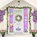Blulu Easter Porch Banner for Front Door Welcome Happy Easter Door Banner Bunny Egg Hanging Porch Sign Wall Decoration for Spring Theme Party Supplies Home Office Farmhouse Holiday Decor(Purple)