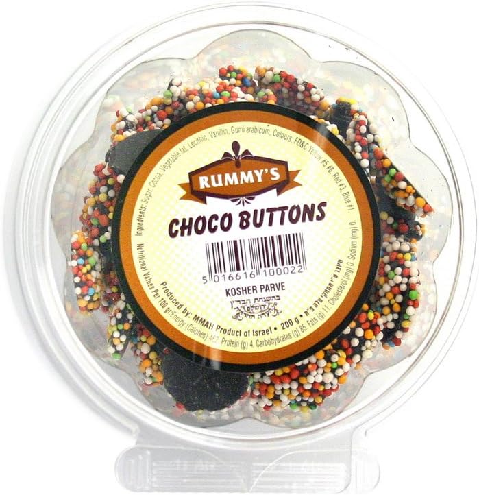 Rumplers Rummy's Chocolate Buttons Covered with Chocolate Conffetti - 200g Containers -12 x 200g
