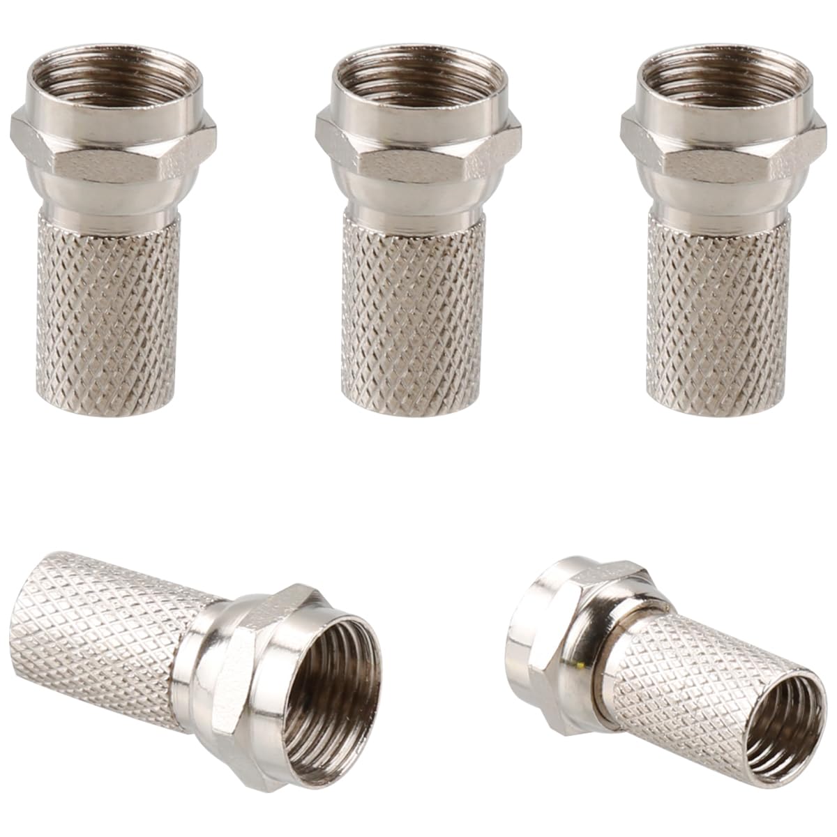 5Pcs F Plug Connectors, GLADFRESIT F Type Screw Connector, Waterproof Micro Screw/Twist On Aerial Coaxial Cable RG6 for Satellite TV Sky NTL Cable