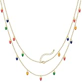 WOWORAMA Christmas Necklace for Women Colorful Christmas Light Necklace Long Christmas Tree Pendant Necklace Cute Christmas Reindeer Necklace Jewelry Xmas Party Favors