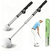 Objuni Retractable Golf Swing Trainer for Indoor/Outdoor - Right-Handed Golf Grip Trainer &amp; Swing Training Aid for Rhythm/Chipping Hitting/Grip Correction and Tempo Practice
