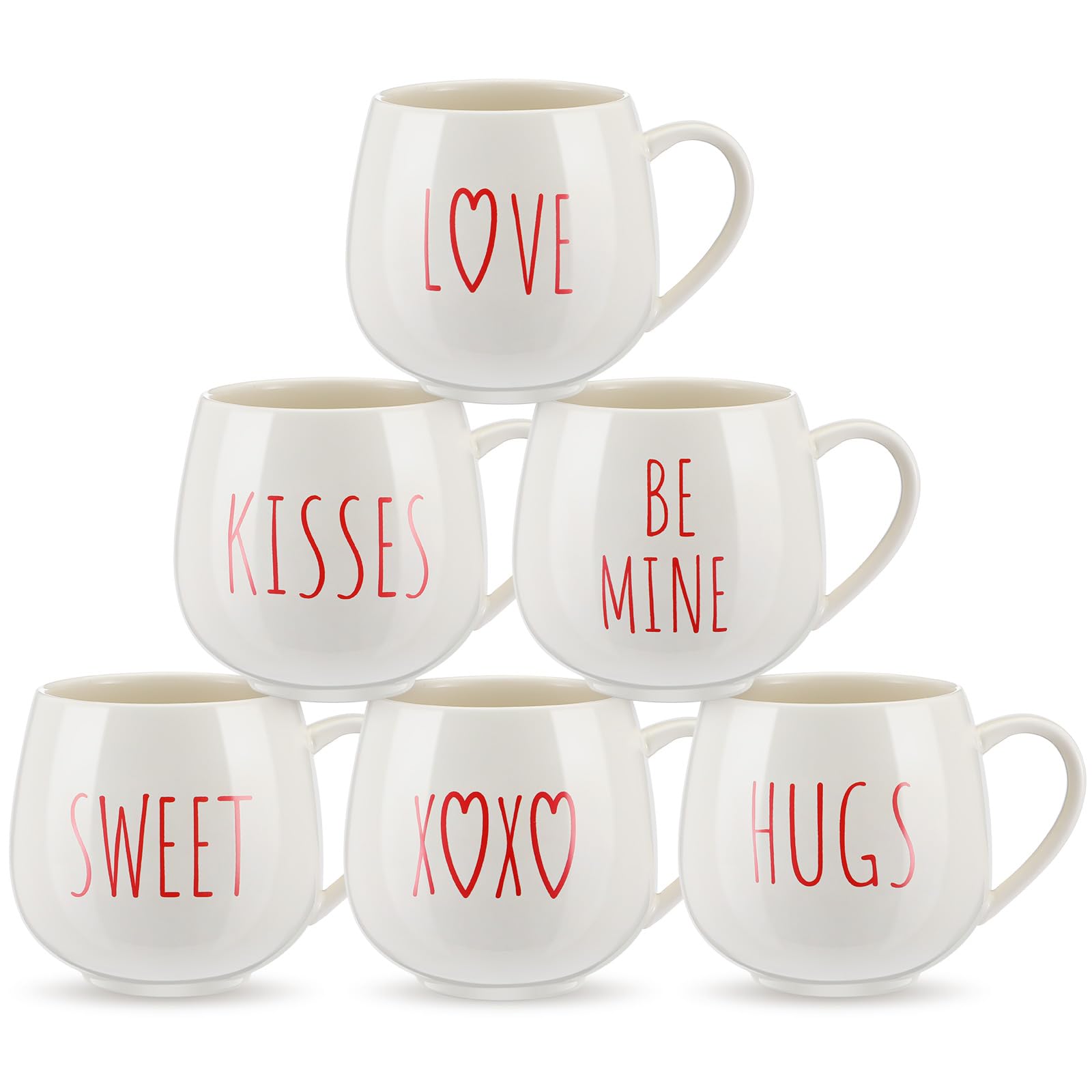 Photo 1 of Layhit 6 Pcs Valentine's Day Coffee Mugs 12 oz Valentine Ceramic Mugs Bulk Cute Couple Cups Set for Anniversary Wedding Engagement Birthday Couple Gifts Mom Girlfriend